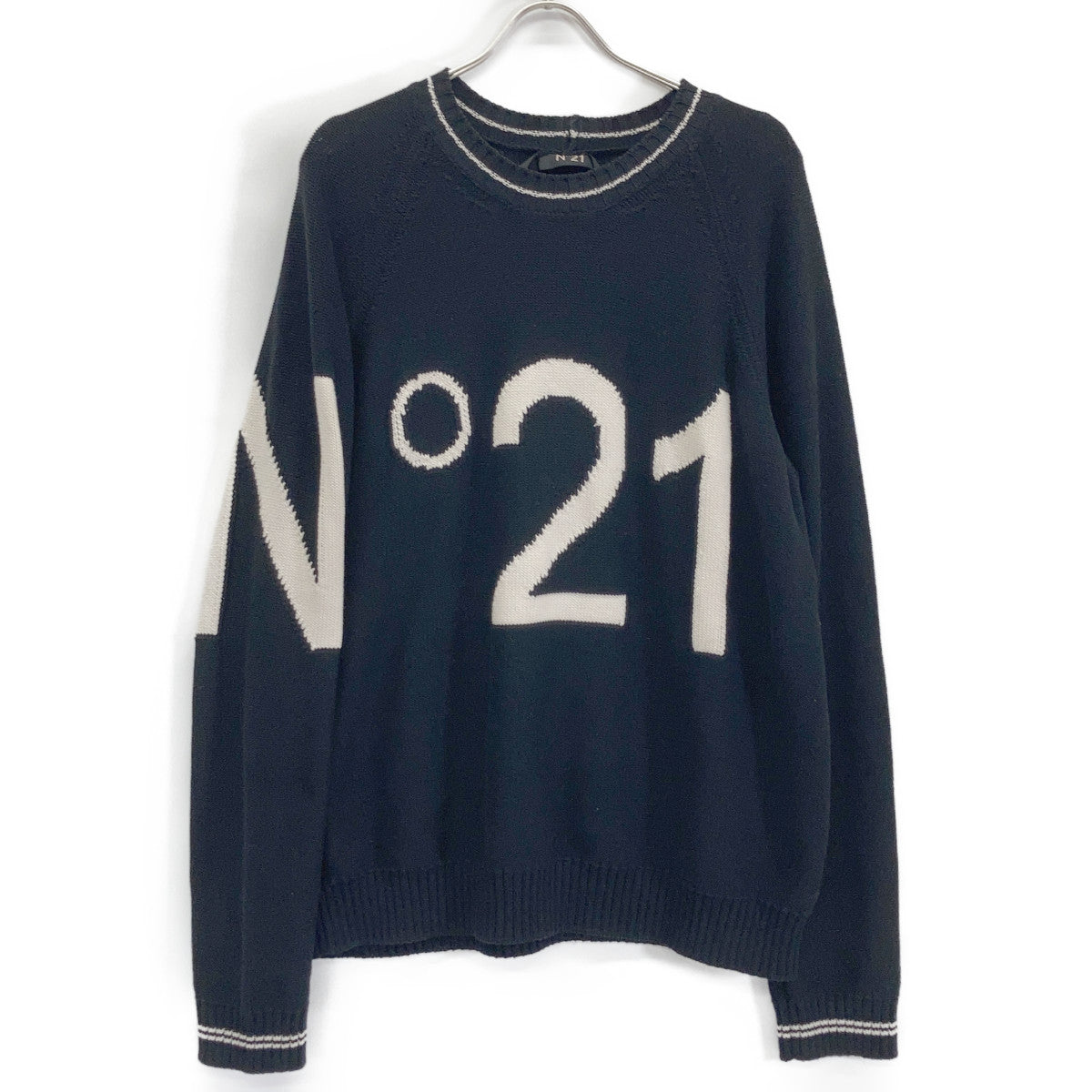 N21 '24 Big Logo Crewneck Knit Cotton Black Size 52