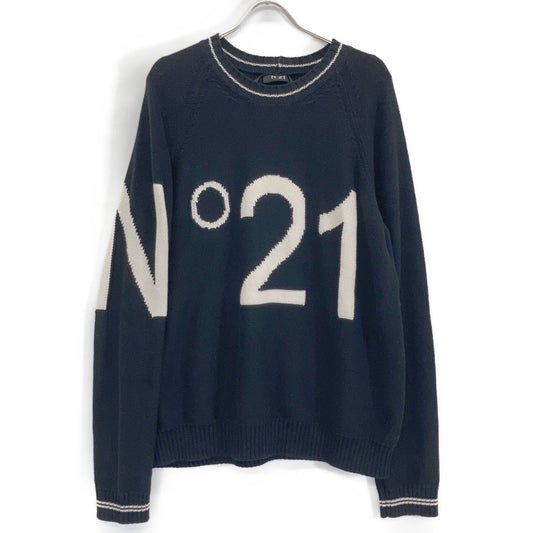 N21 '24 Big Logo Crewneck Knit Cotton Black Size 52