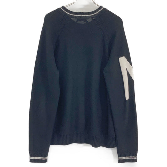 N21 '24 Big Logo Crewneck Knit Cotton Black Size 52