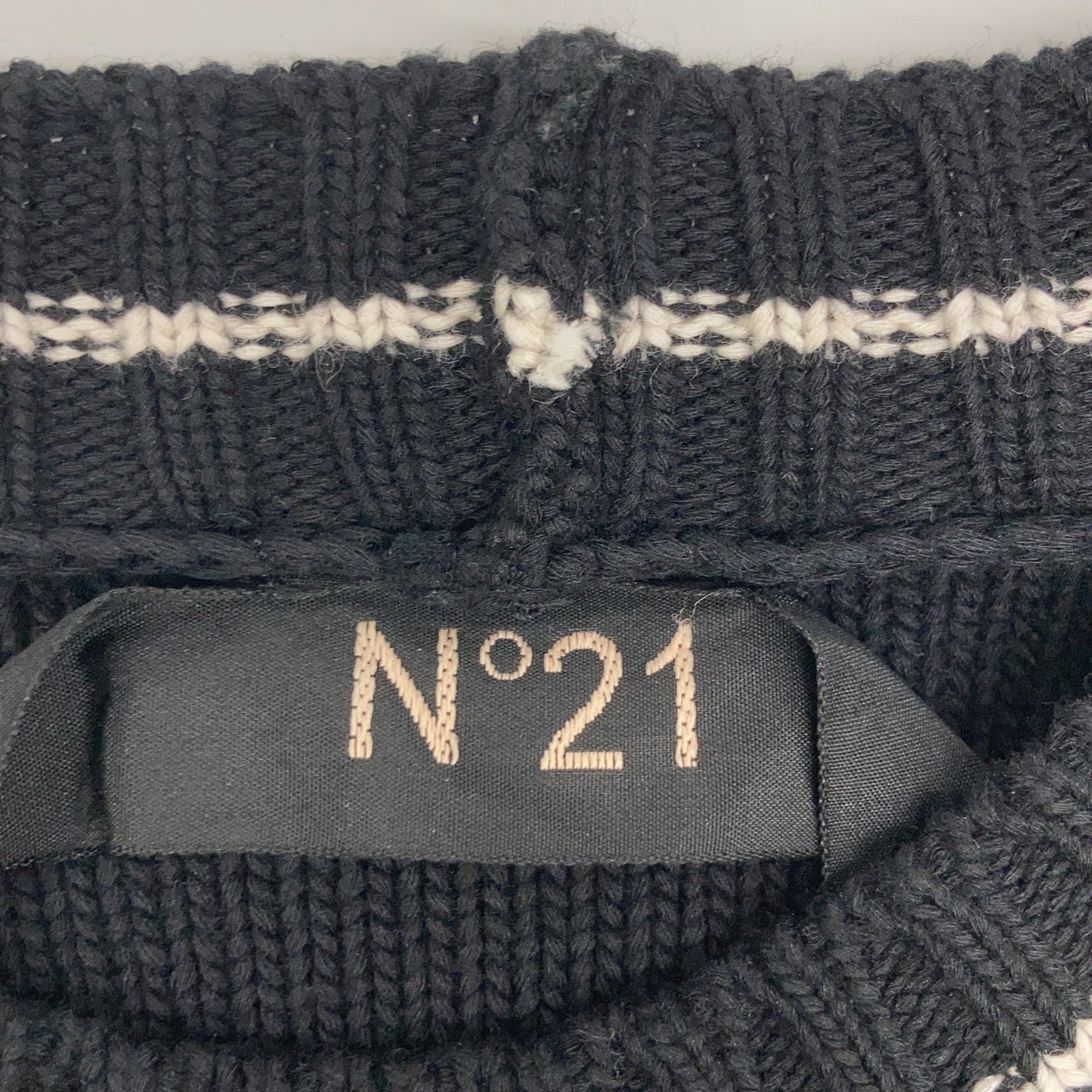 N21 '24 Big Logo Crewneck Knit Cotton Black Size 52