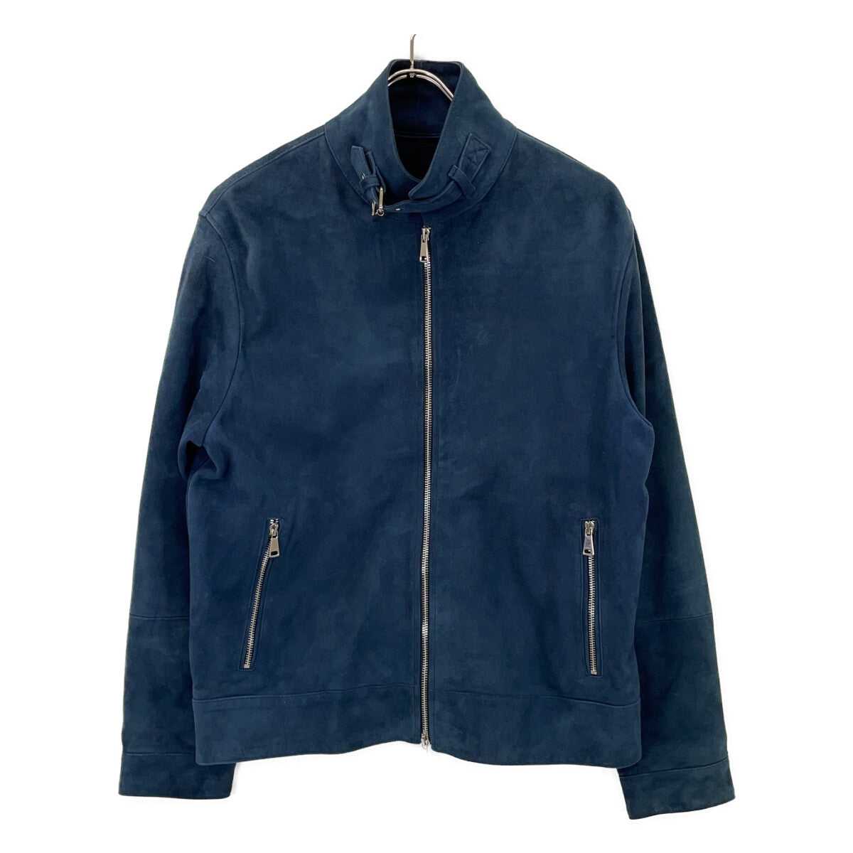 L'EDELLI Navy Blue Lamb Suede Rider Jacket Size 46