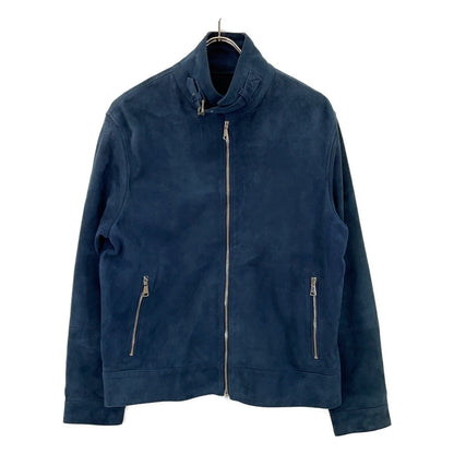L'EDELLI Navy Blue Lamb Suede Rider Jacket Size 46