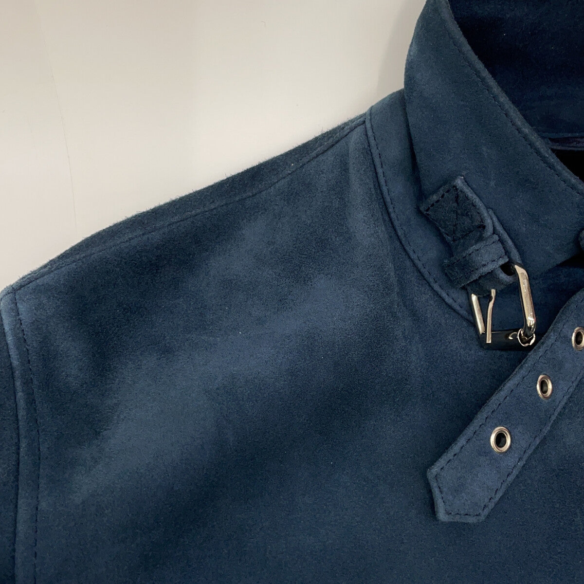 L'EDELLI Navy Blue Lamb Suede Rider Jacket Size 46