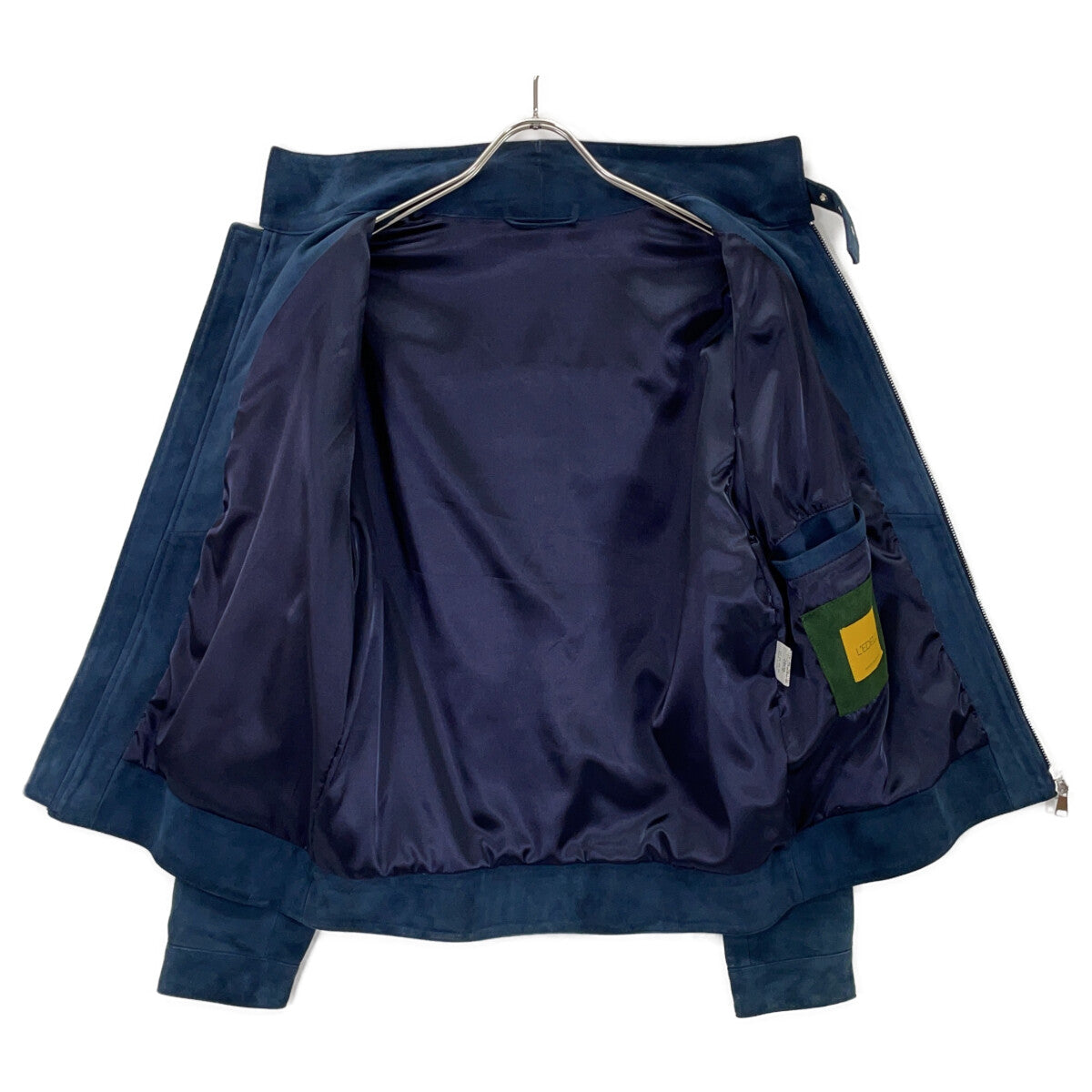 L'EDELLI Navy Blue Lamb Suede Rider Jacket Size 46