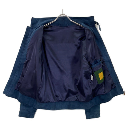 L'EDELLI Navy Blue Lamb Suede Rider Jacket Size 46