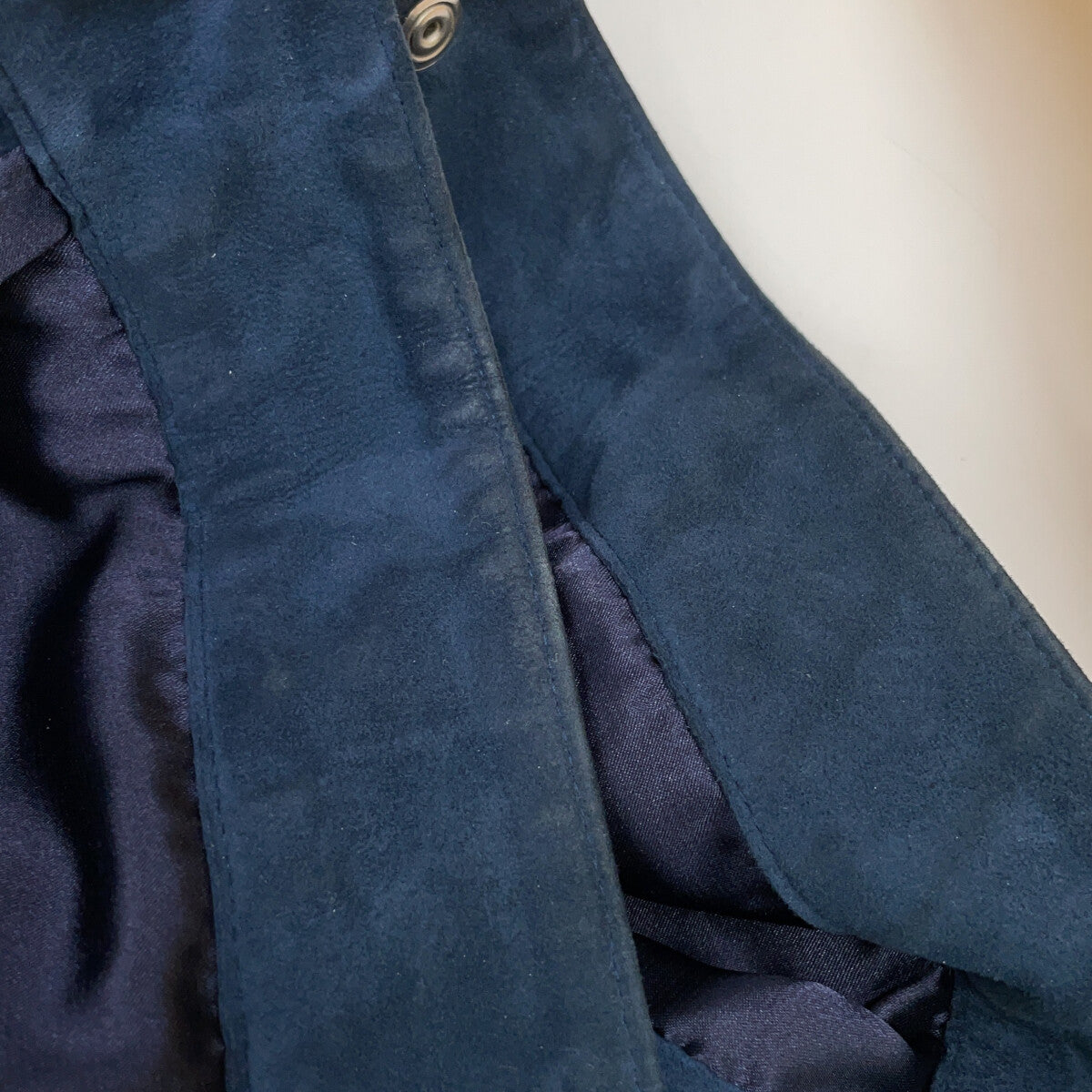 L'EDELLI Navy Blue Lamb Suede Rider Jacket Size 46