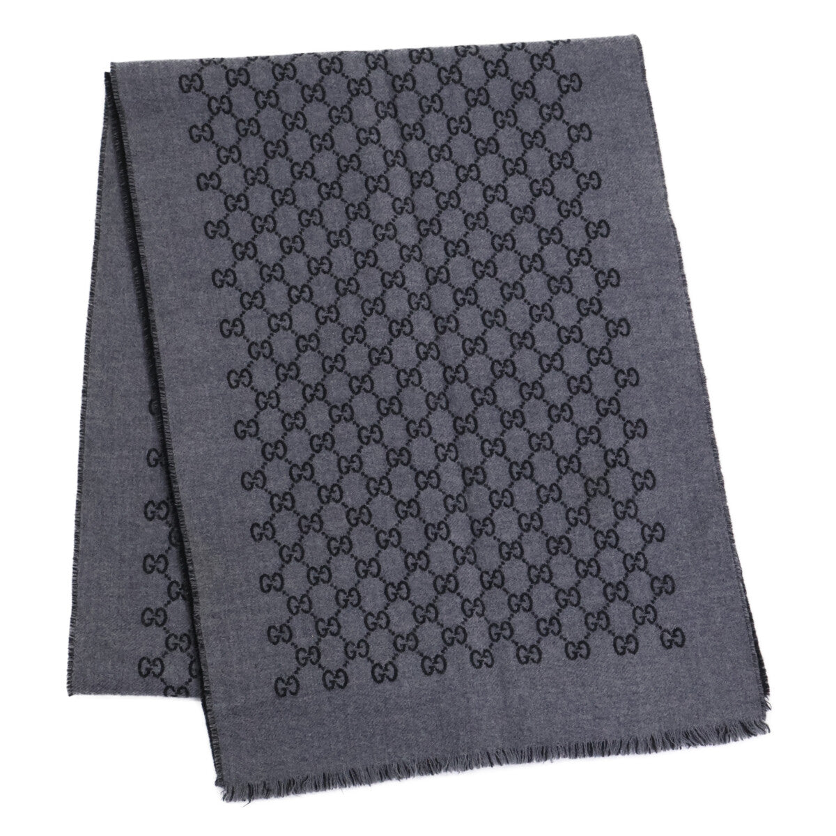 GUCCI GG Pattern Double Scarf Gray/Black Size ONE SIZE