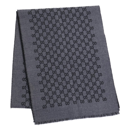 GUCCI GG Pattern Double Scarf Gray/Black Size ONE SIZE