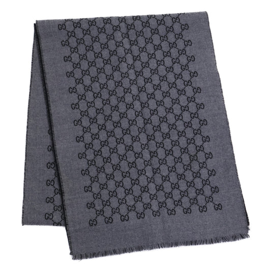 GUCCI GG Pattern Double Scarf Gray/Black Size ONE SIZE