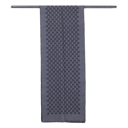 GUCCI GG Pattern Double Scarf Gray/Black Size ONE SIZE