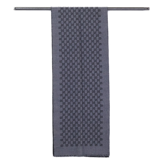 GUCCI GG Pattern Double Scarf Gray/Black Size ONE SIZE