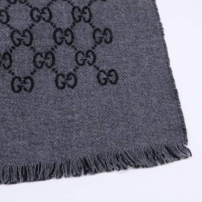 GUCCI GG Pattern Double Scarf Gray/Black Size ONE SIZE