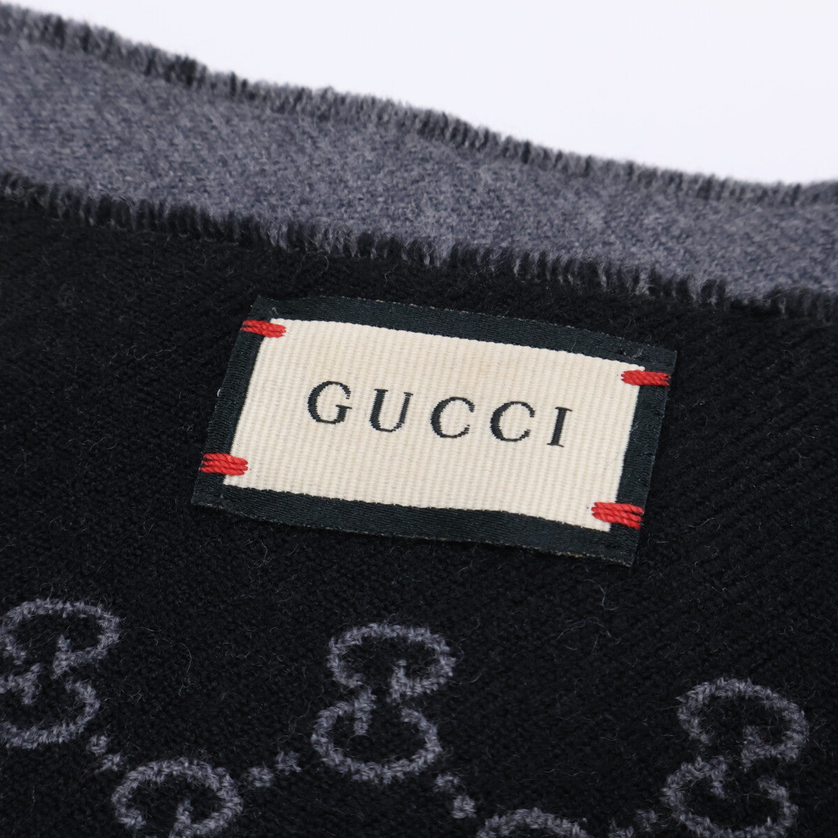 GUCCI GG Pattern Double Scarf Gray/Black Size ONE SIZE