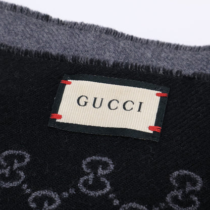 GUCCI GG Pattern Double Scarf Gray/Black Size ONE SIZE