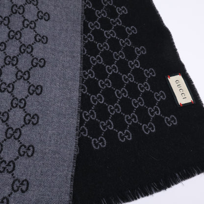 GUCCI GG Pattern Double Scarf Gray/Black Size ONE SIZE