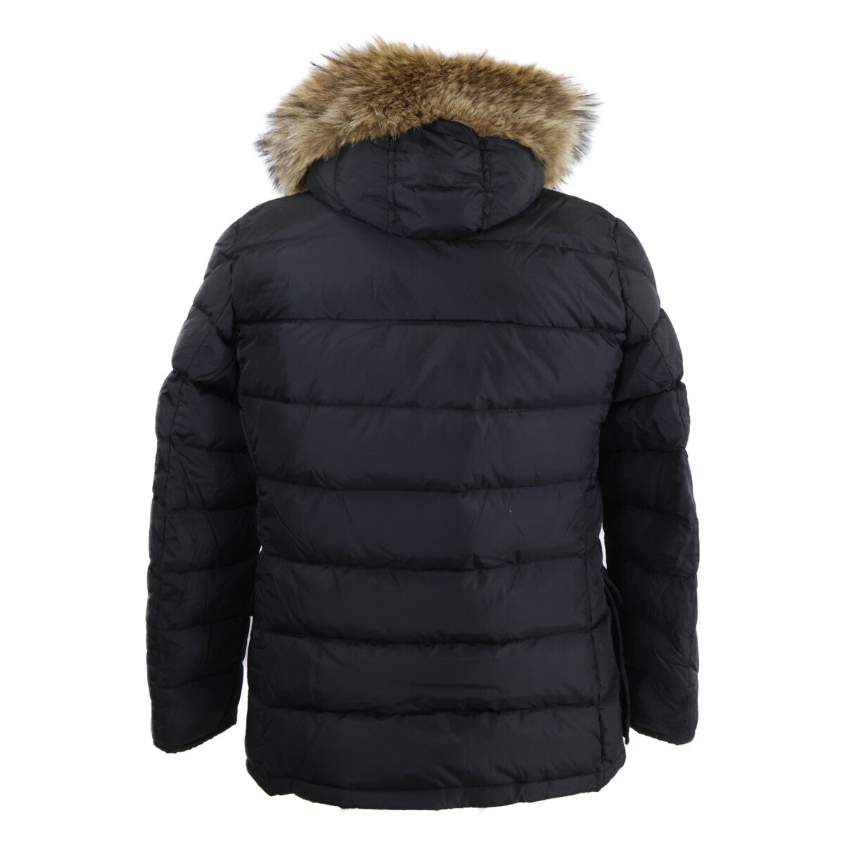 MONCLER CLUNY Fur-Trim Hooded Down Jacket Black Size 2