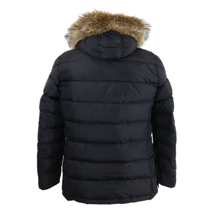 MONCLER CLUNY Fur-Trim Hooded Down Jacket Black Size 2