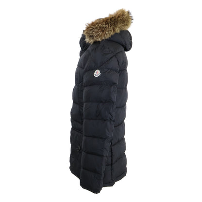 MONCLER CLUNY Fur-Trim Hooded Down Jacket Black Size 2
