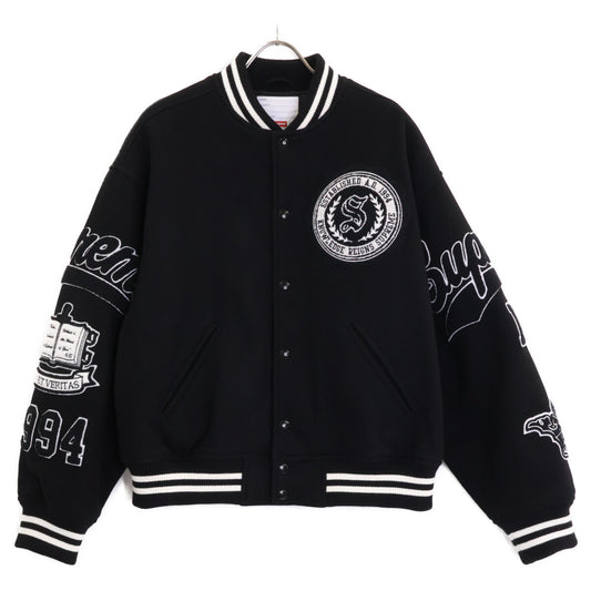 Supreme 24FW Veritas Wool Varsity Jacket Black/White Size M