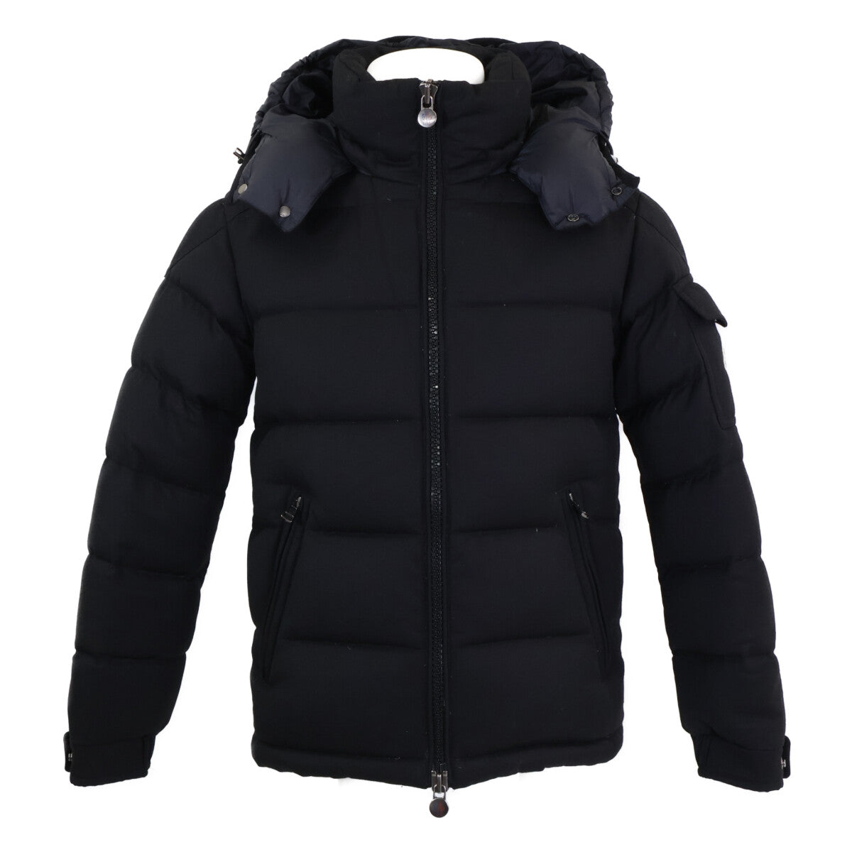 MONCLER MONTGENEVRE Wool Hooded Down Jacket Black Size 0