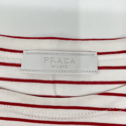 PRADA 2021 Striped Triangle Logo Oversized T-Shirt Size XS