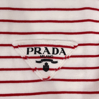 PRADA 2021 Striped Triangle Logo Oversized T-Shirt Size XS