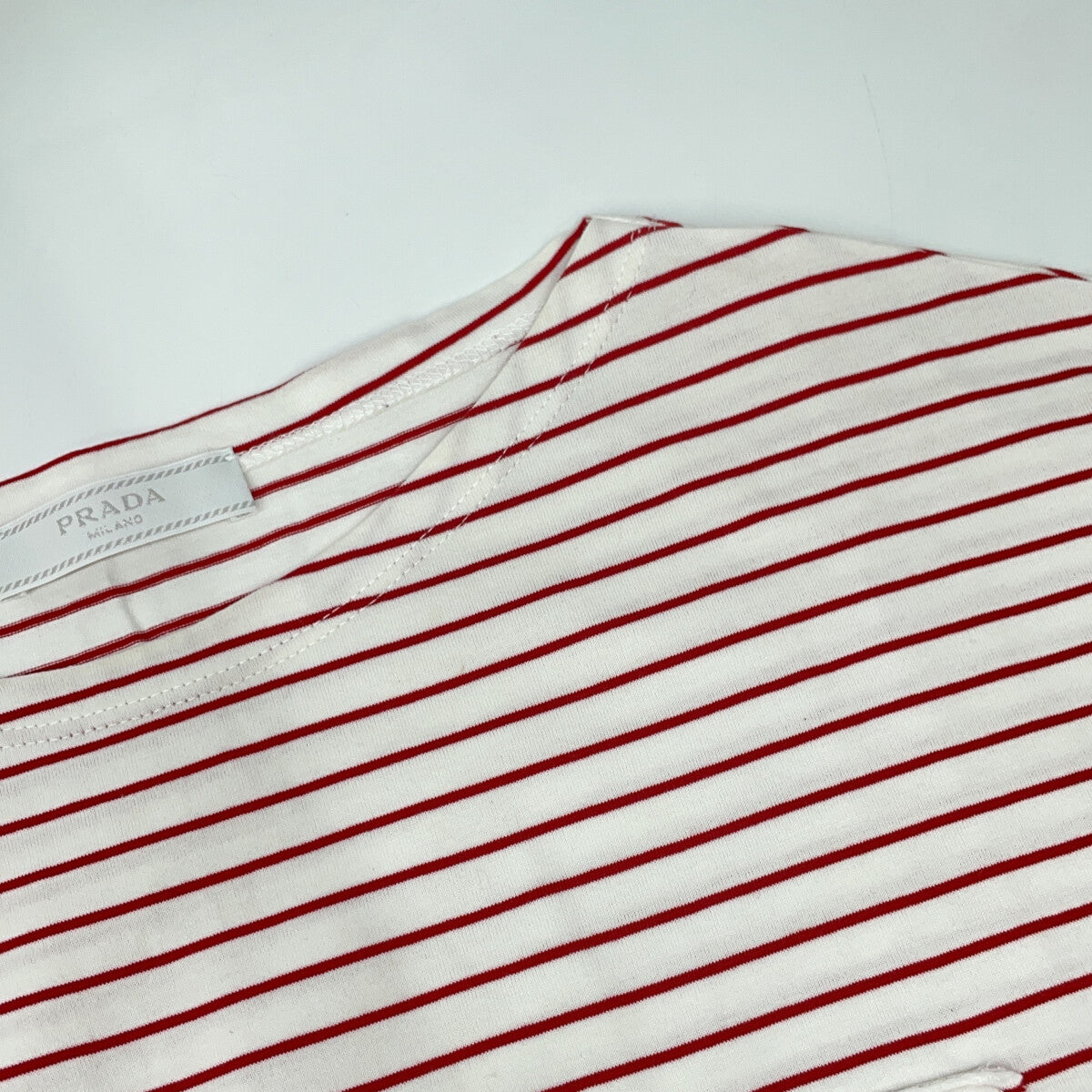 PRADA 2021 Striped Triangle Logo Oversized T-Shirt Size XS