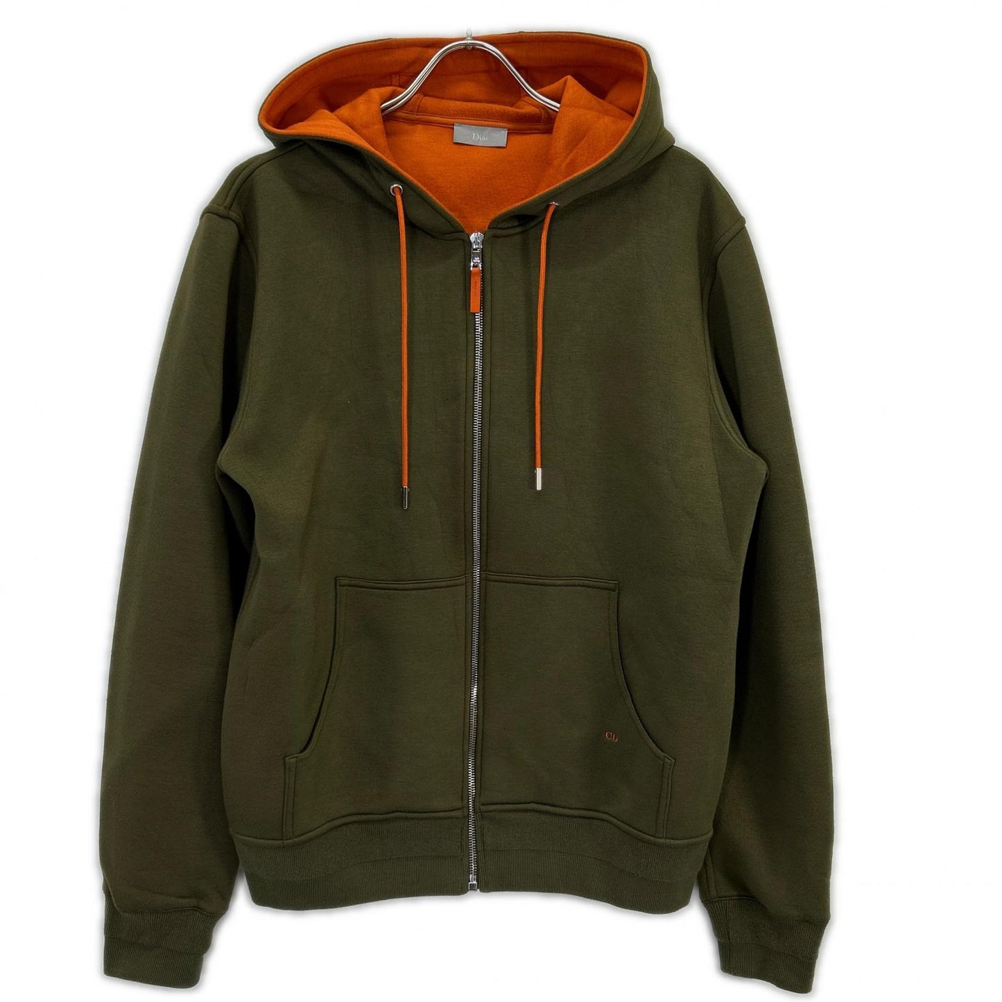 Dior HOMME Khaki/Orange Viscose Zip-Up Hoodie Size M