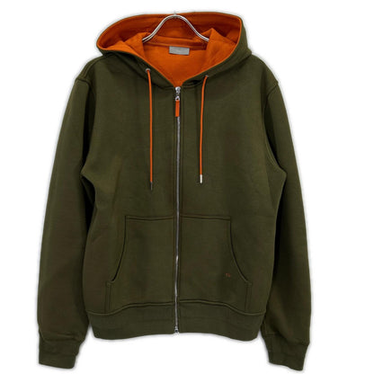 Dior HOMME Khaki/Orange Viscose Zip-Up Hoodie Size M