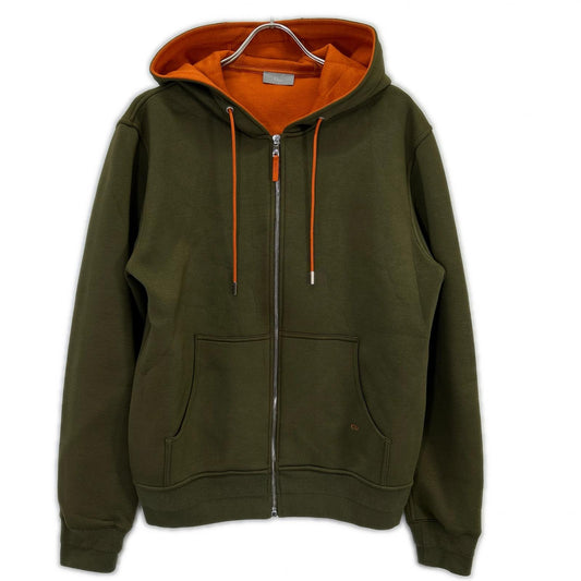 Dior HOMME Khaki/Orange Viscose Zip-Up Hoodie Size M