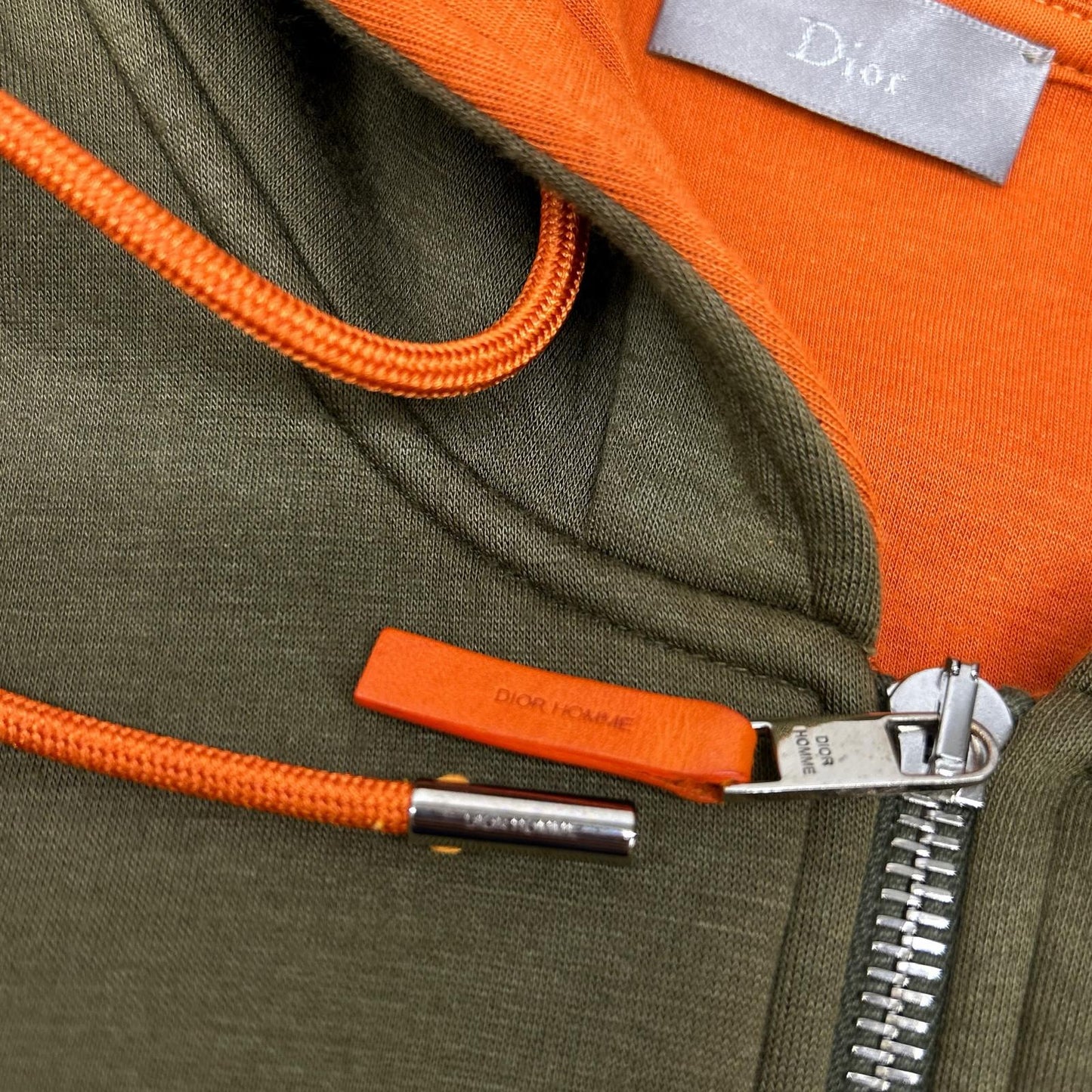 Dior HOMME Khaki/Orange Viscose Zip-Up Hoodie Size M