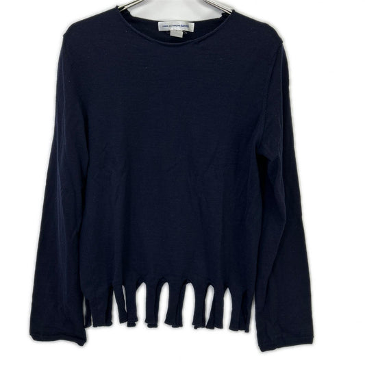 COMME des GARCONS SHIRT Wool Fringed Hem Sweater Navy Size S