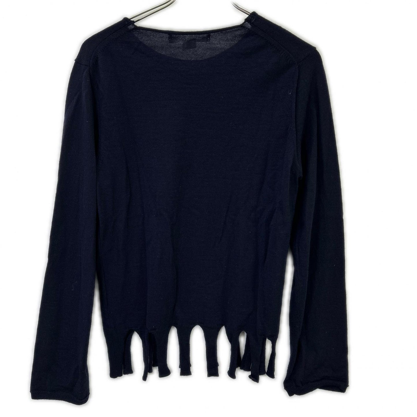 COMME des GARCONS SHIRT Wool Fringed Hem Sweater Navy Size S