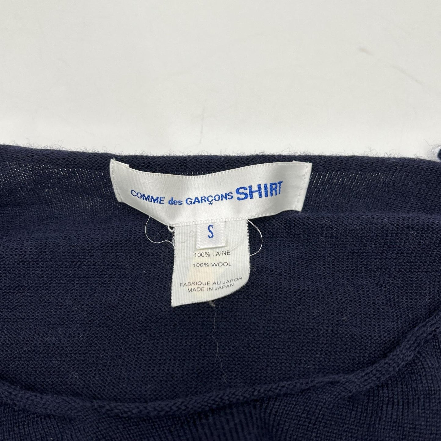 COMME des GARCONS SHIRT Wool Fringed Hem Sweater Navy Size S