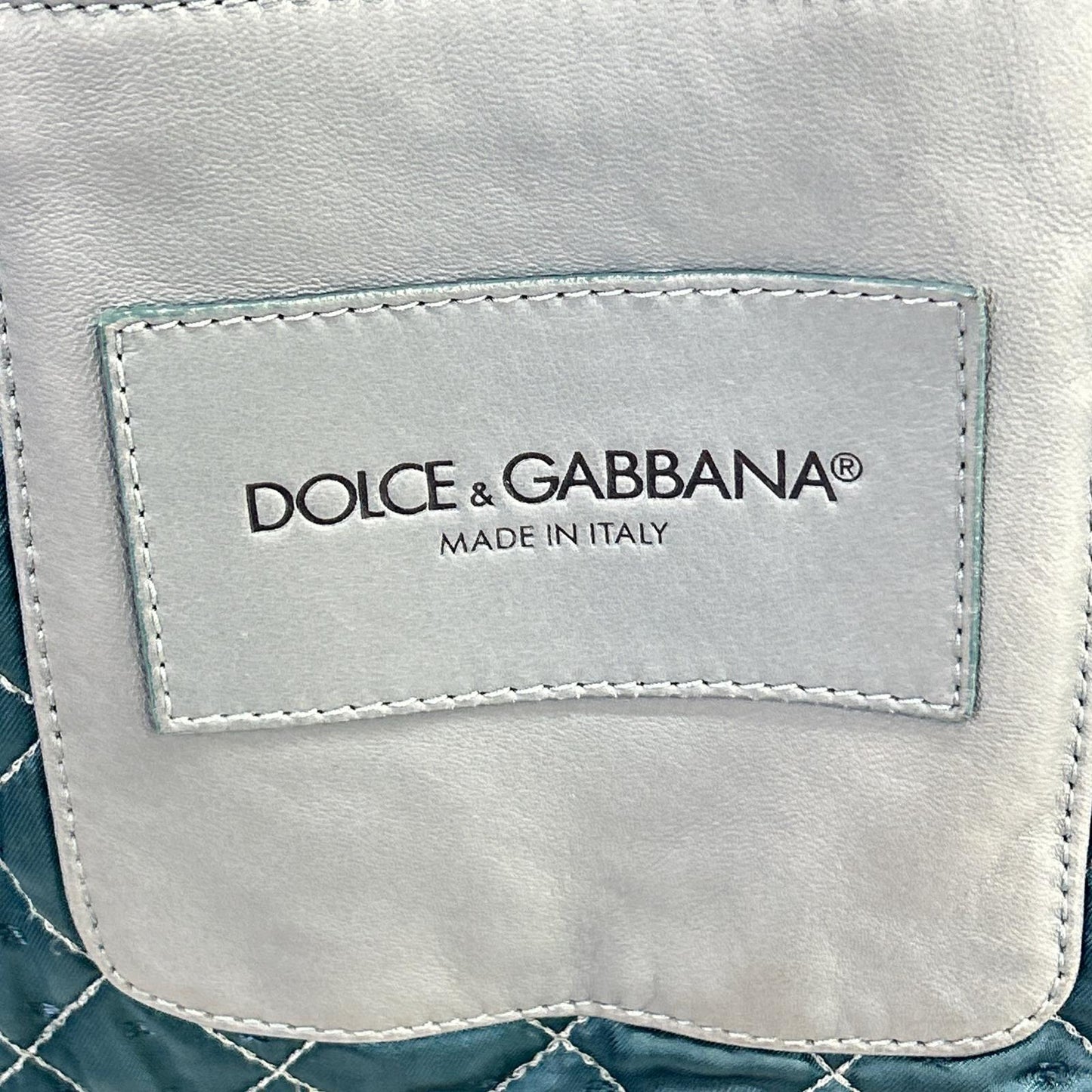 DOLCE&GABBANA Blue Lamb Leather Zip Hoodie Jacket Size 44
