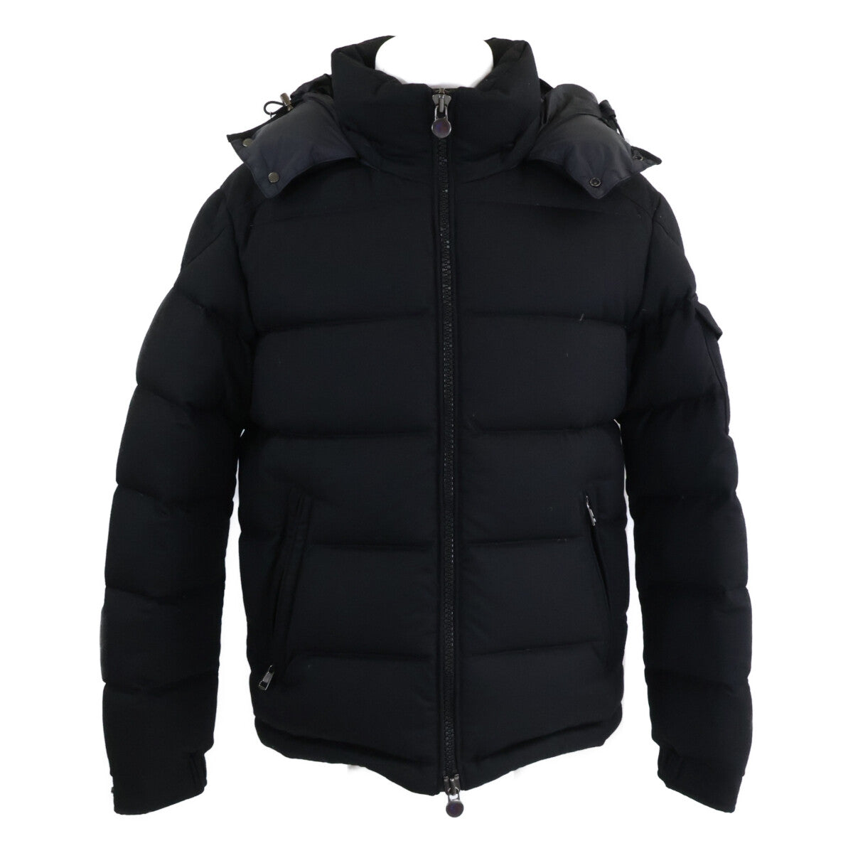 MONCLER MONTGENEVRE Wool Hooded Down Jacket Black Size 2
