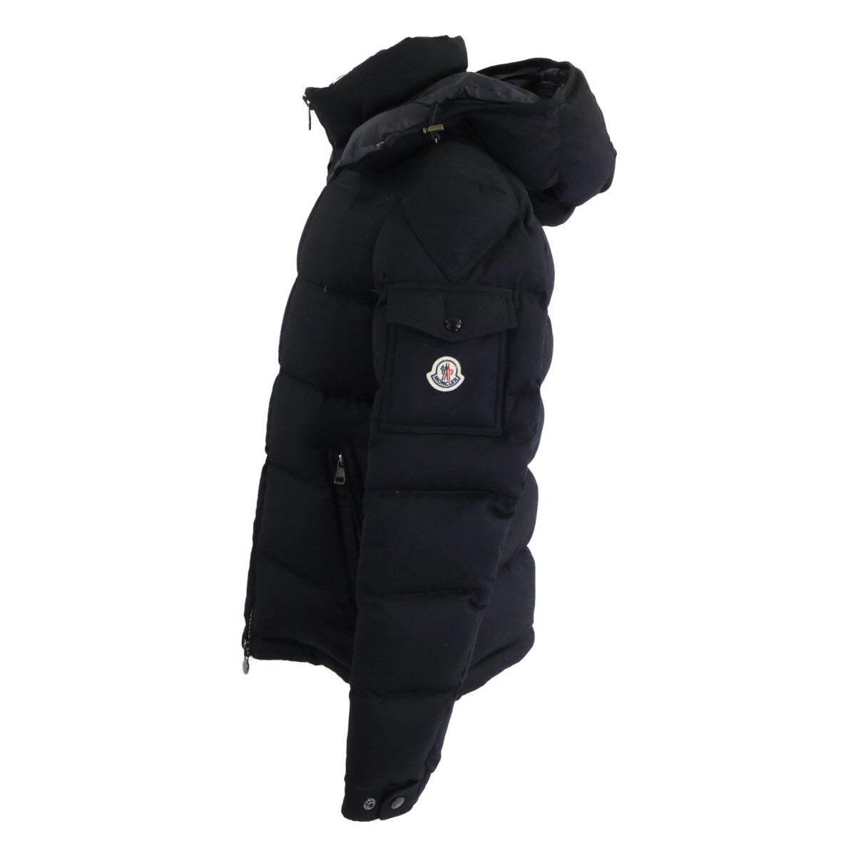 MONCLER MONTGENEVRE Wool Hooded Down Jacket Black Size 2