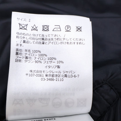 MONCLER MONTGENEVRE Wool Hooded Down Jacket Black Size 2