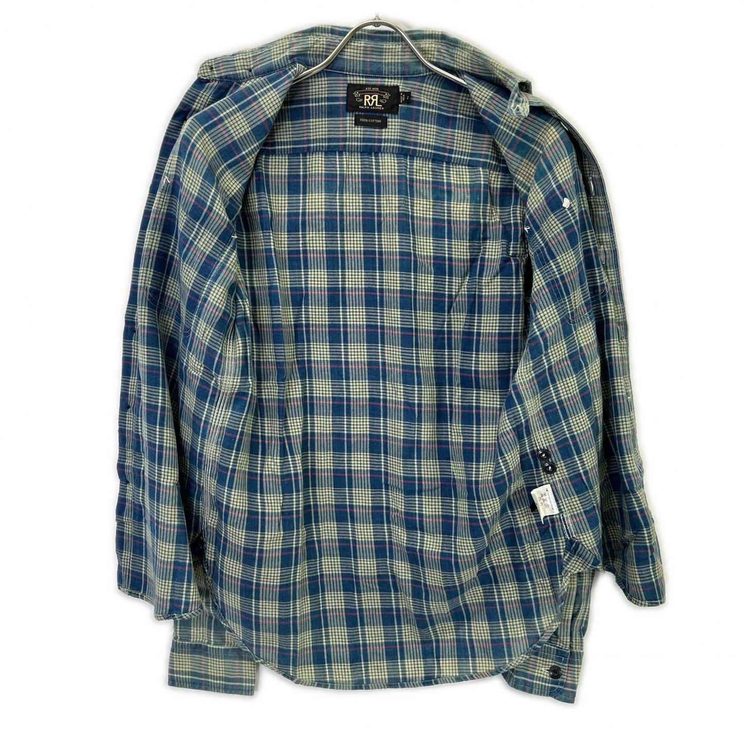 RRL Blue Check Western Flannel Shirt Size S