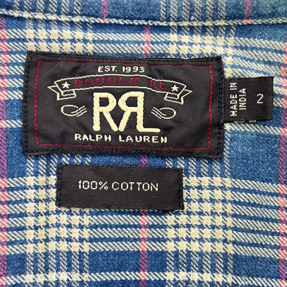 RRL Blue Check Western Flannel Shirt Size S