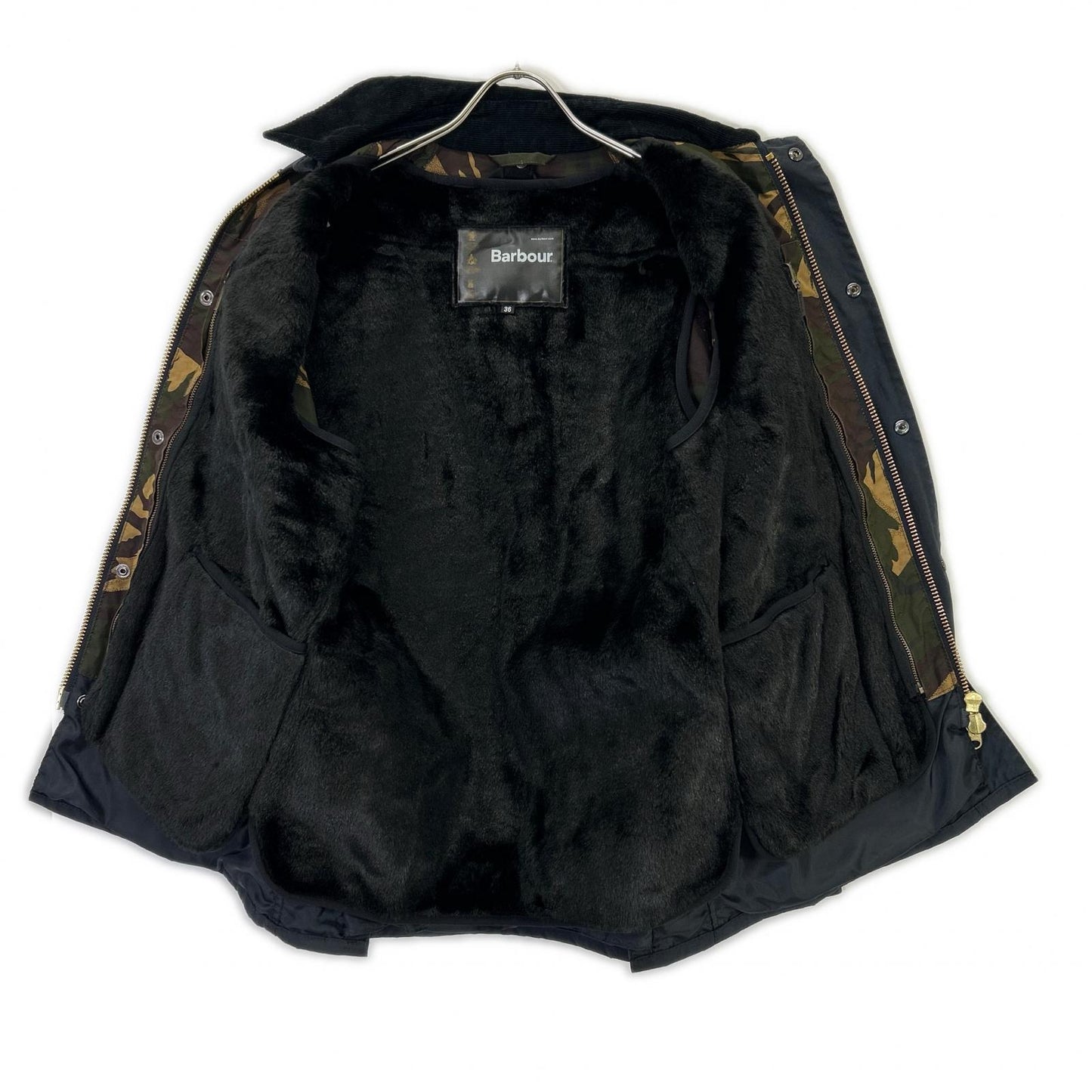 Barbour 16' Navy Lined Camo SL BEDALE Jacket Size 36