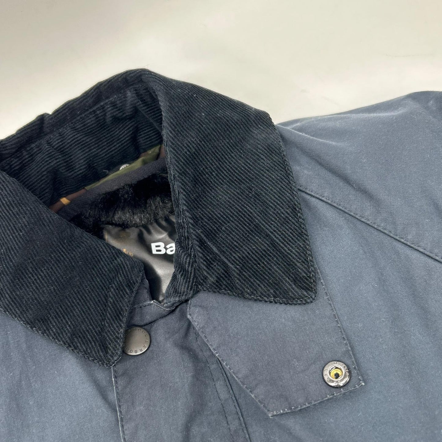 Barbour 16' Navy Lined Camo SL BEDALE Jacket Size 36