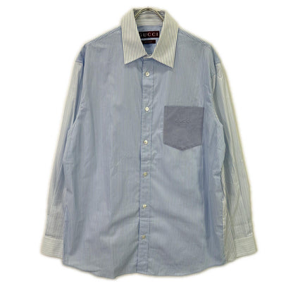 GUCCI 25AW Blue/White Stripe Long Sleeve Shirt Size 48
