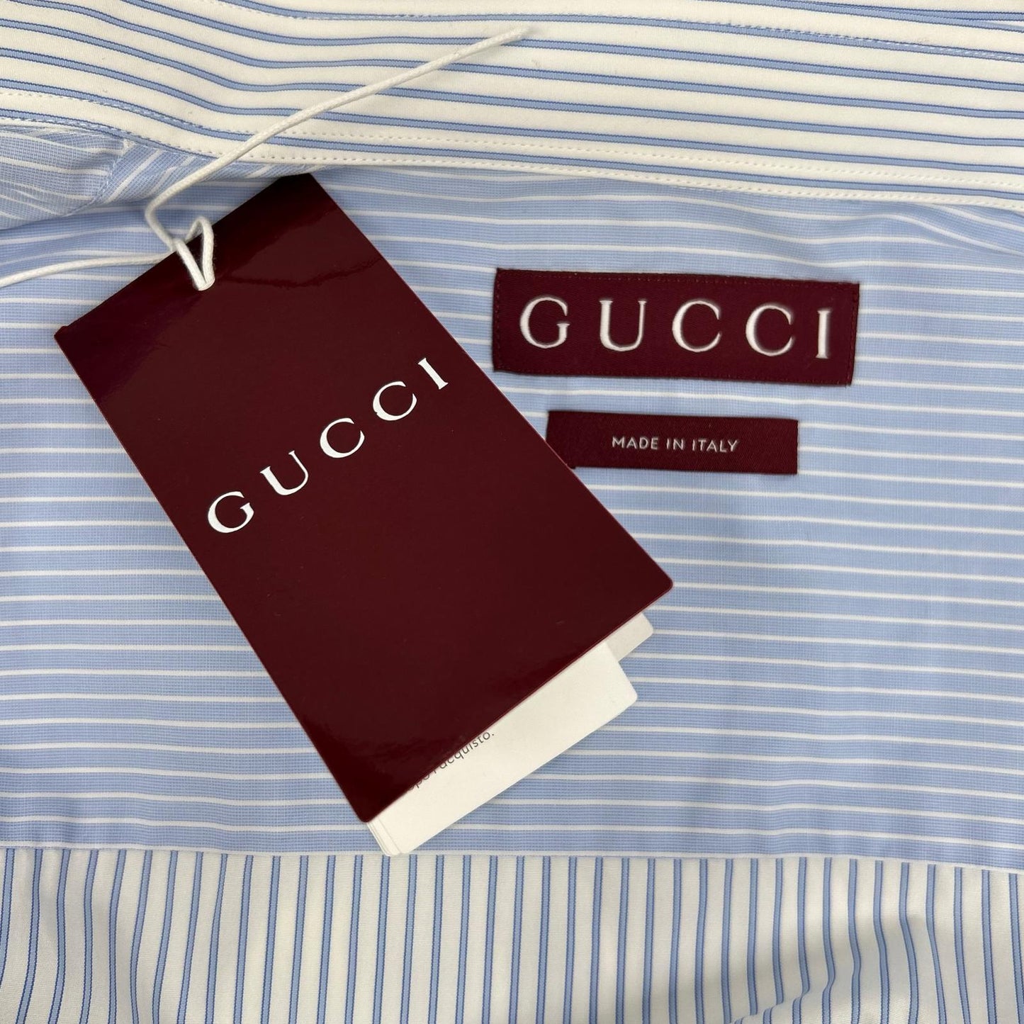 GUCCI 25AW Blue/White Stripe Long Sleeve Shirt Size 48