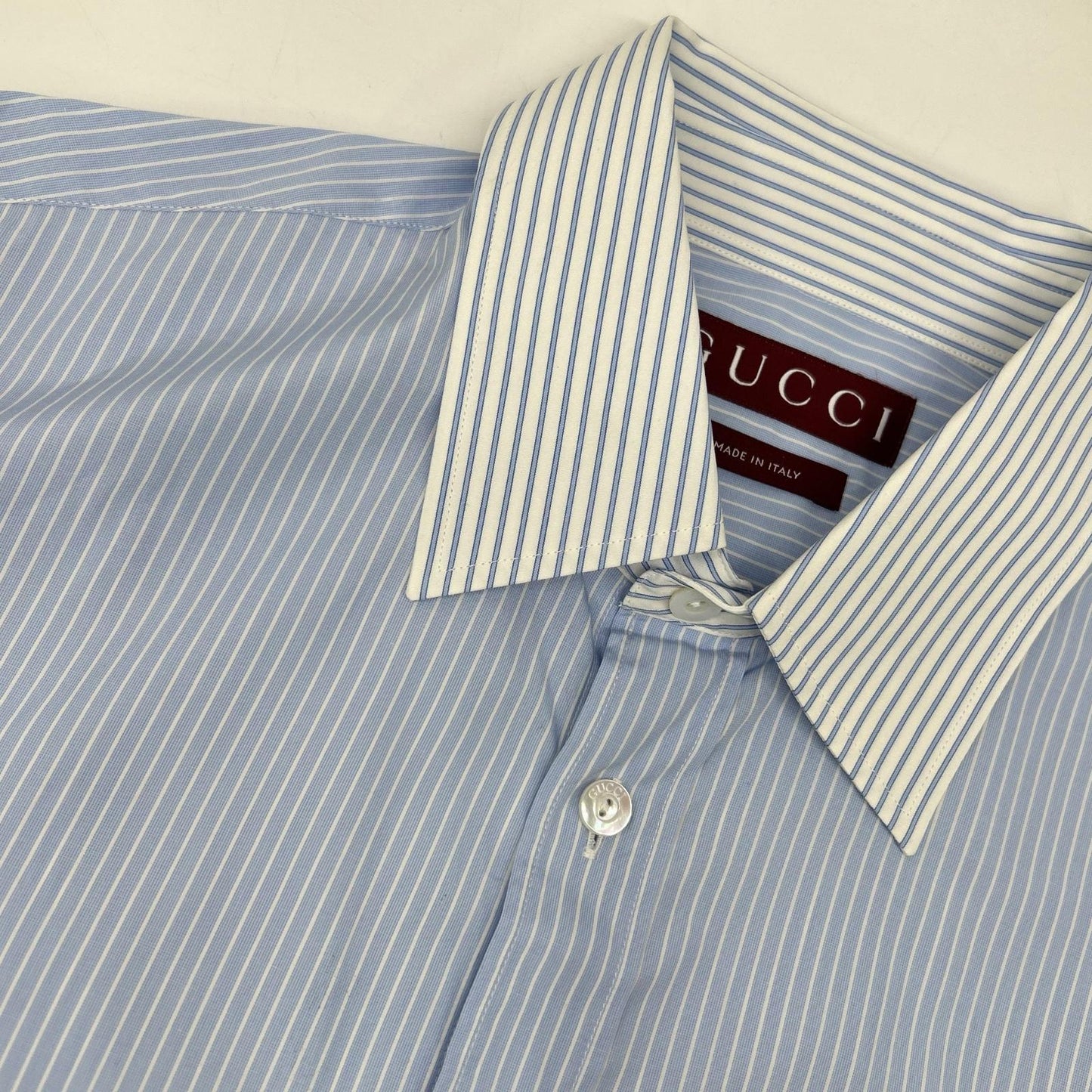 GUCCI 25AW Blue/White Stripe Long Sleeve Shirt Size 48