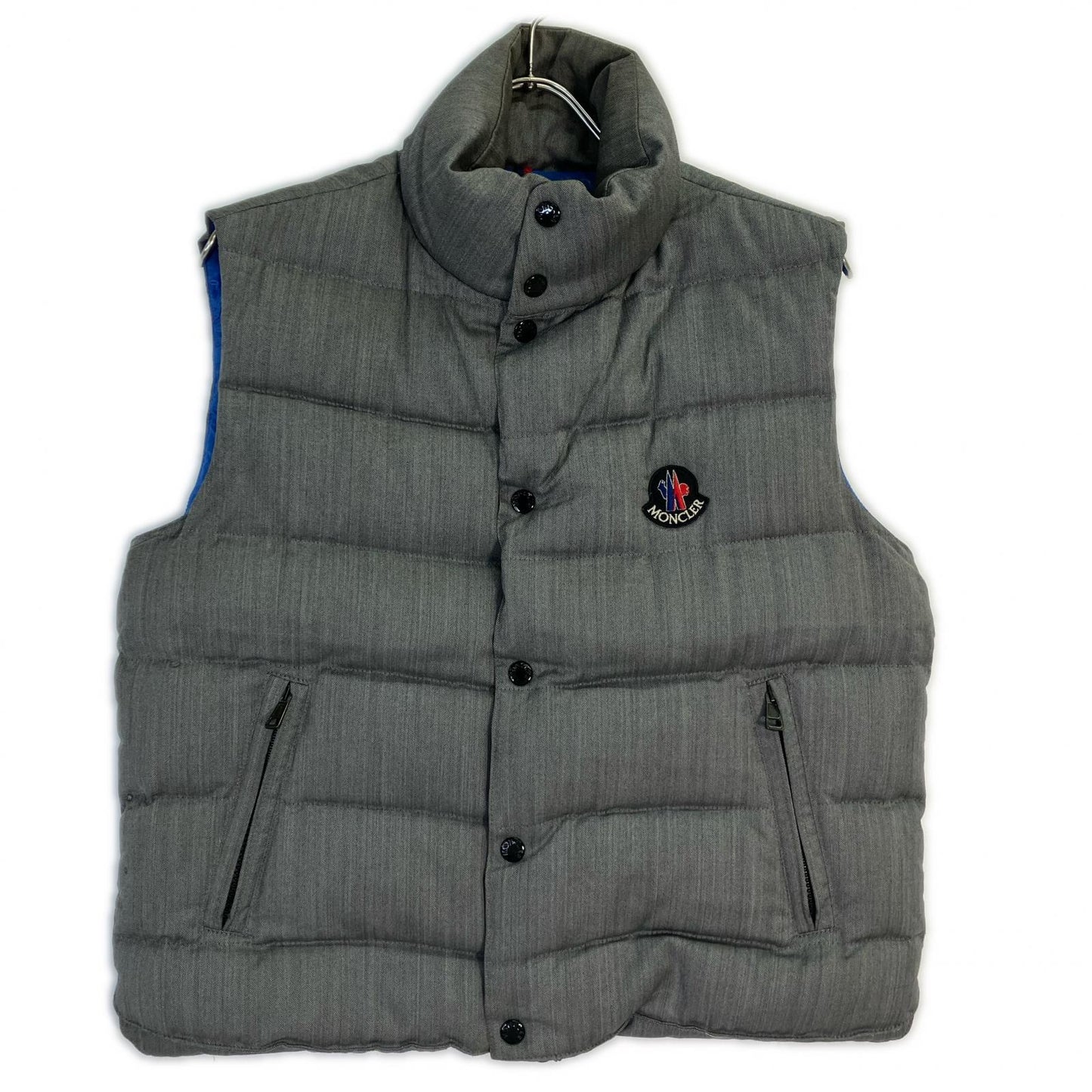 MONCLER Gray Wool Herringbone CHABRE Down Vest Size 1