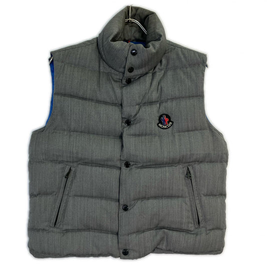 MONCLER Gray Wool Herringbone CHABRE Down Vest Size 1