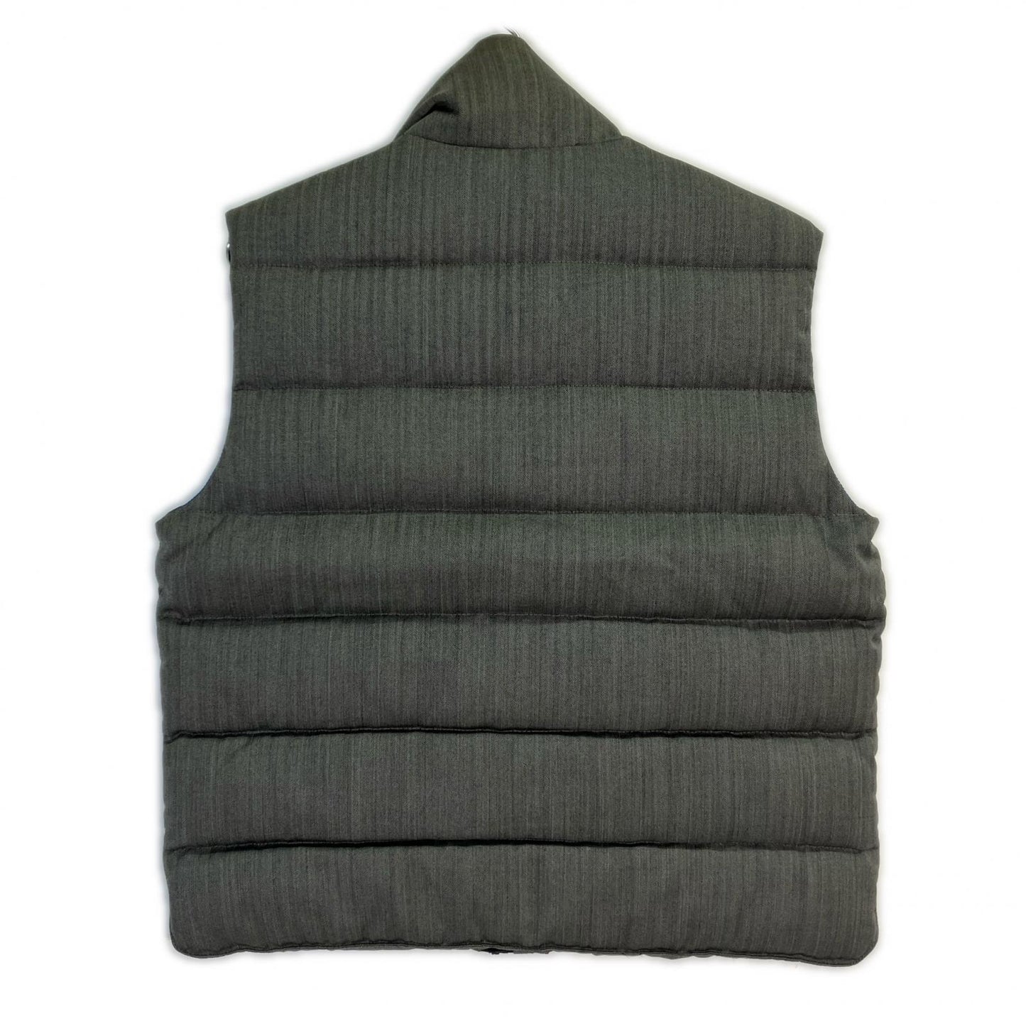 MONCLER Gray Wool Herringbone CHABRE Down Vest Size 1