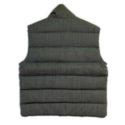 MONCLER Gray Wool Herringbone CHABRE Down Vest Size 1