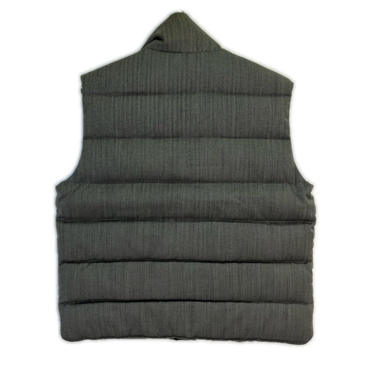 MONCLER Gray Wool Herringbone CHABRE Down Vest Size 1
